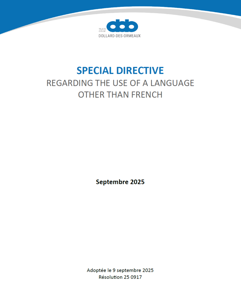 Special Directive regarding the use of a language other than French ...